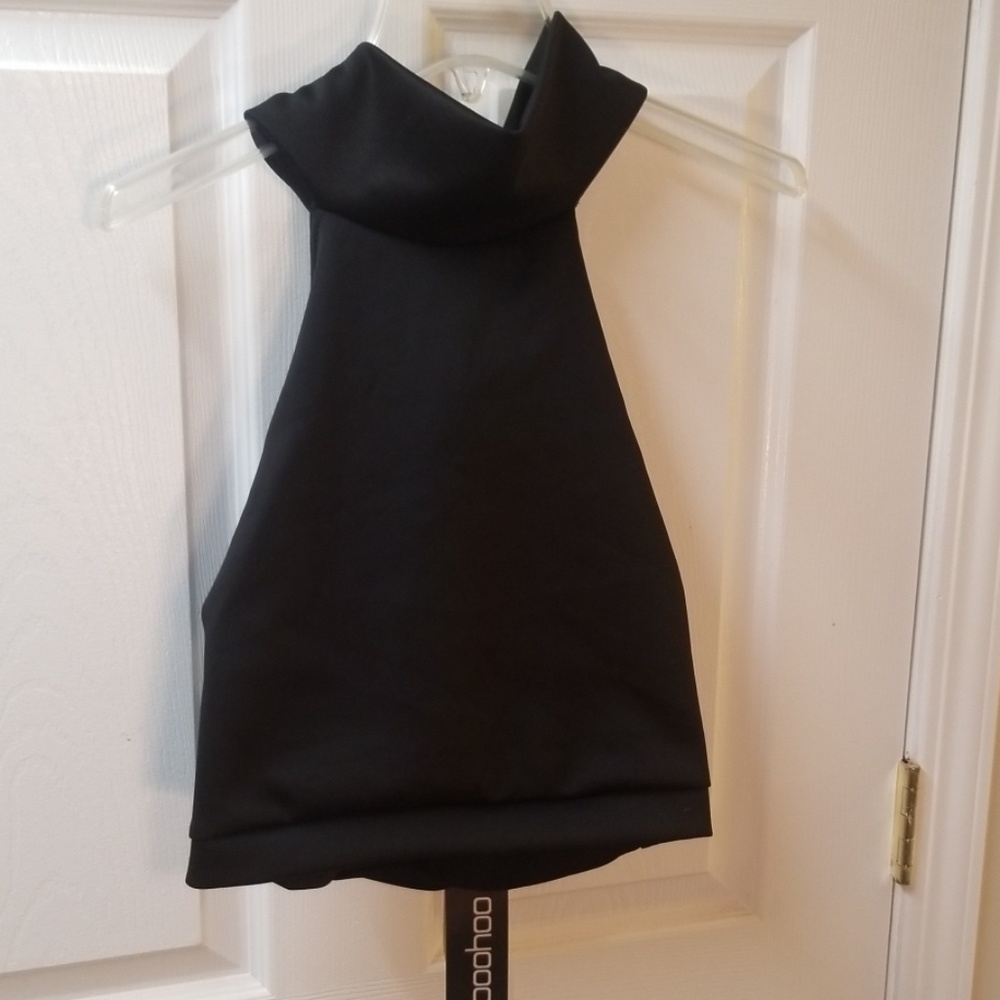 Black scuba tie neck halter top